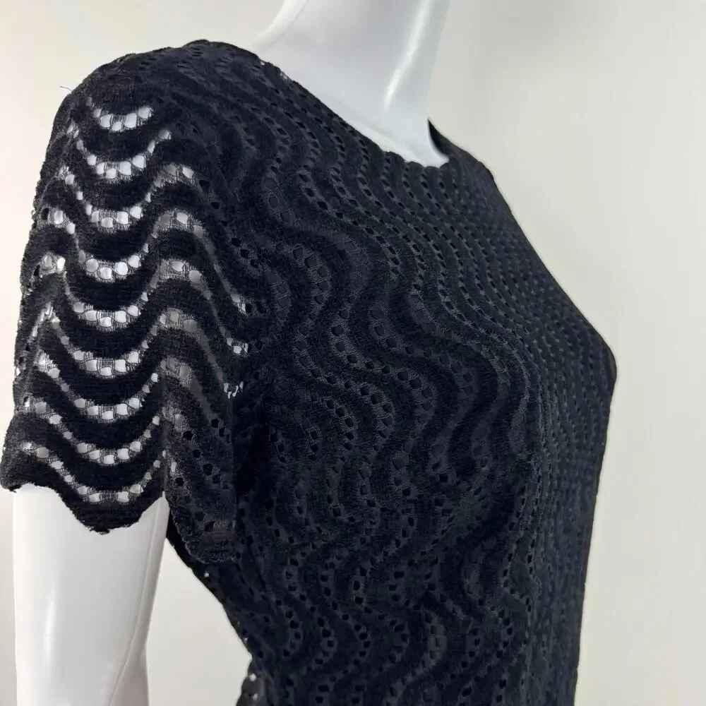 Tommy Hilfiger Women’s Lace Sheath Short Sleeve Mini Dress Black Size 4 Small - Picture 8 of 15